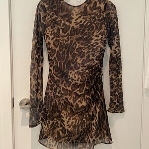 LEOPARD-PRINT DRESS WITH RUCHED WAIST